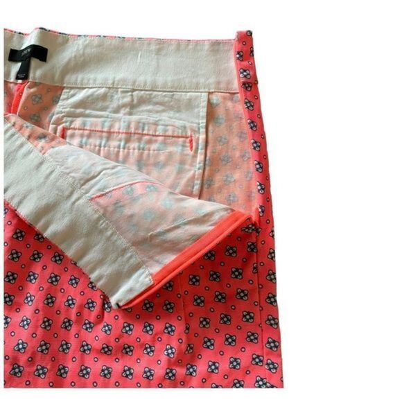 J. Crew Bright Coral Patterned Pleated Shorts Size 10 - Picture 4 of 8